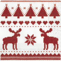 20 Servietten - 33 x 33 cm nordica,  Tiere - Rentiere,  Sonstiges - Muster,  Weihnachten,  lunchservietten