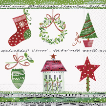 20 Servietten - 33 x 33 cm christmas accessories,  Weihnachten - Sterne,  Weihnachten - Weihnachtsbaum,  Weihnachten - Nikolausstiefel,  Weihnachten,  lunchservietten