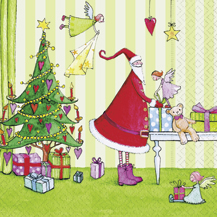 20 Servietten - 33 x 33 cm santa at work, Weihnachten - Geschenke,  Weihnachten - Weihnachtsmann,  Weihnachten - Weihnachtsbaum,  Sonstiges - Comic / Ulk,  Weihnachten,  lunchservietten
