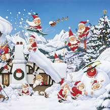 20 Servietten - 33 x 33 cm snow fun,  Winter - Schnee,  Weihnachten - Weihnachtsmann,  Weihnachten,  lunchservietten