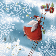 20 Servietten - 33 x 33 cm christmas elf,  Menschen - Personen,  Weihnachten - Geschenke,  Winter - Schnee,  Winter,  lunchservietten,  Dorf