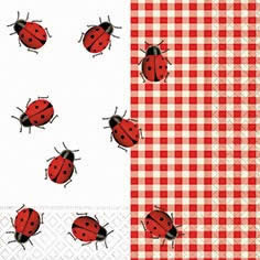 20 Servietten - 33 x 33 cm ladybugs,  Tiere -  Sonstige,  Sonstiges - Muster,  Sommer,  Frühjahr,  lunchservietten,  Marienkäfer