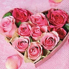 20 Servietten - 33 x 33 cm framed roses,  Ereignisse - Liebe,  Blumen - Rosen,  Everyday,  lunchservietten,  Herzen
