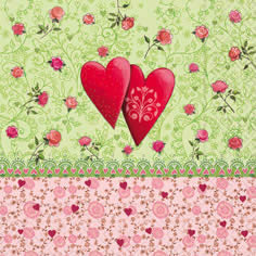 20 Servietten - 33 x 33 cm love is in the air,  Ereignisse - Liebe,  Blumen - Rosen,  Sommer,  lunchservietten,  Herzen