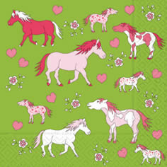 20 Servietten - 33 x 33 cm ,  Ereignisse - Liebe,  Tiere - Pferde,  Sommer,  lunchservietten,  Herzen