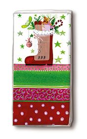 10 bedruckte Taschentücher TT xmas boots,  Weihnachten,  bedruckte papiertaschentücher