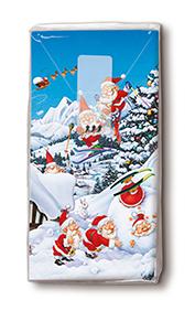 10 bedruckte Taschentücher TT snow fun,  Weihnachten,  Winter,  bedruckte papiertaschentücher