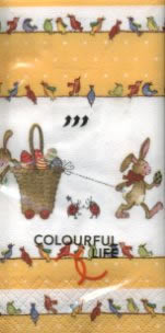 10 bedruckte Taschentücher TT bunnies at work,  Tiere,  Ostern,  bedruckte papiertaschentücher