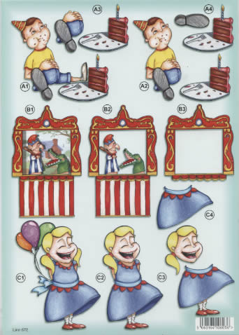 3D sheets punched out  - Format A4, Meals - cakes / cookie,  People - children,  Events - celebration