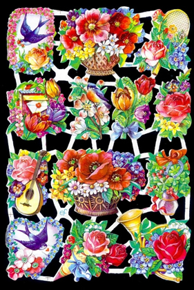 1 bows Scrap reliefs , Other,  Flowers,  Animals,  scraps,  spring,  Flower-basket,  horseshoes,  bird