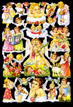 1 Bogen Glanzbilder , Blumen,  Ereignisse,  Engel,  Glanzbilder,  Everyday,  Singende Engel,  Musizierende Engel