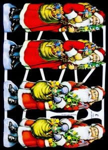 1 Bogen Glanzbilder , Poesiebilder,  Weihnachtsmänner,  Sonstiges,  Glanzbilder,  Weihnachten,  Weihnachtsmann mit Sack