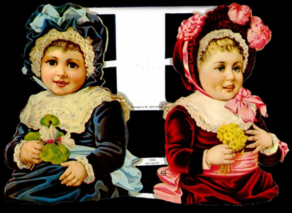 1 Bogen Glanzbilder , Blumen,  Sonstiges,  Kinder,  Glanzbilder,  Frühjahr,  Mädchen mit Blumen in der Hand