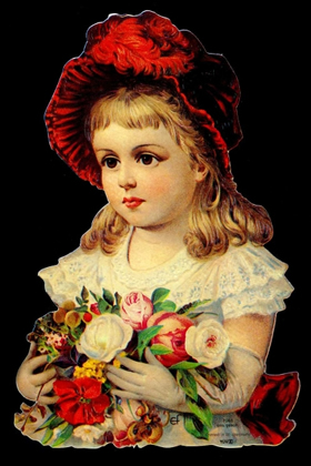 1 Bogen Glanzbilder mit Glimmer , Blumen,  Sonstiges,  Kinder,  Glanzbilder mit Glimmer,  Everyday,  Mädchen mit Blumenstrauß
