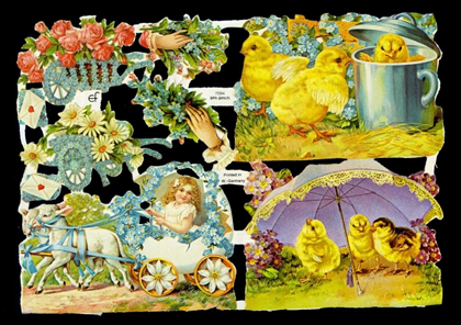 1 Bogen Glanzbilder , Tiere,  Kinder,  Blumen,  Glanzbilder