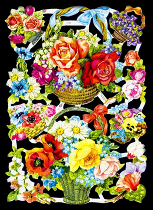 1 Bogen Glanzbilder , Poesiebilder,  Blumen,  Sonstiges,  Glanzbilder,  Frühjahr,  Blumenkorb