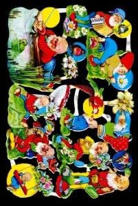 1 Bogen Glanzbilder , Glanzbilder,  Sonstiges,  Blumen,  Märchen,  Everyday,  Zwerge im Wald,  Pilze,  Vogel,  Frosch