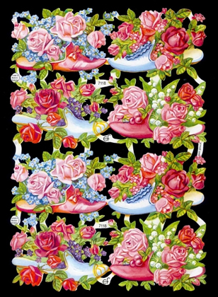 1 Bogen Glanzbilder ,  Sonstiges,  Blumen,  Sommer,  Rosen im Schuh