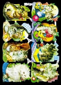 1 Bogen Glanzbilder mit Glimmer ,  Tiere,  Sonstiges,  Glanzbilder mit Glimmer,  Everyday,  Katzen