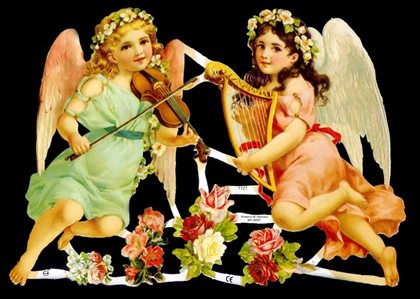 1 Bogen Glanzbilder , Engel,  Kinder,  Blumen,  Glanzbilder,  Everyday,  Engelskinder machen Musik,  Blumenstrauß