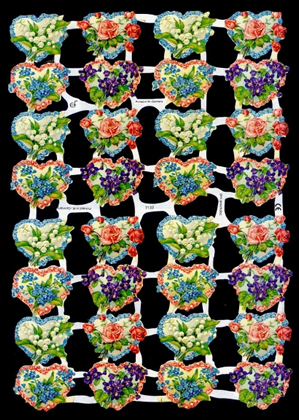 1 Bogen Glanzbilder ,  Sonstiges,  Glanzbilder,  Blumen,  Frühjahr,  32 Blumen Herzen,  Frühlingsblumen