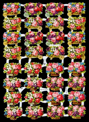 1 Bogen Glanzbilder ,  Blumen,  Glanzbilder,  Sonstiges,  Frühjahr,  32 Blumenkörbe,  Frühlingsblumen
