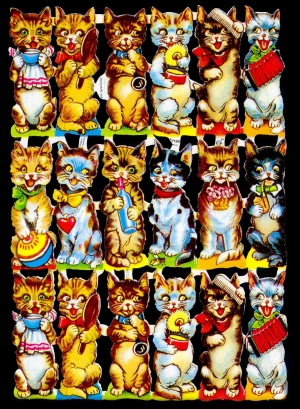 1 Bogen Glanzbilder ,  Tiere,  Glanzbilder,  Katzen