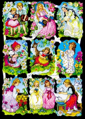 1 Bogen Glanzbilder , Blumen,  Glanzbilder,  Tiere,  Märchen,  Everyday,  Aschenputtel,  Froschkönig,  Rotkäpchen,  usw.