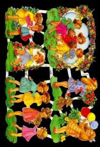 1 Bogen Glanzbilder mit Glimmer , Tiere,  Kinder,  Sonstiges,  Glanzbilder mit Glimmer,  Everyday,  Kind mit Luftballons