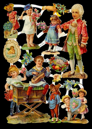 1 Bogen Glanzbilder , Blumen,  Kinder,  Glanzbilder,  Everyday,  Viktorians
