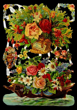 1 Bogen Glanzbilder ,  Blumen,  Glanzbilder