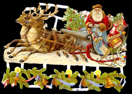 1 Bogen Glanzbilder , Weihnachtsmänner,  Tiere,  Weihnachten,  Glanzbilder