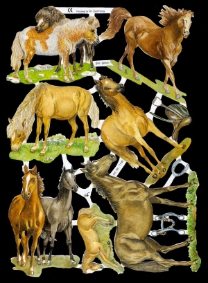 1 Bogen Glanzbilder mit Glimmer ,  Sonstiges,  Glanzbilder mit Glimmer,  Tiere,  Everyday,  Pferde