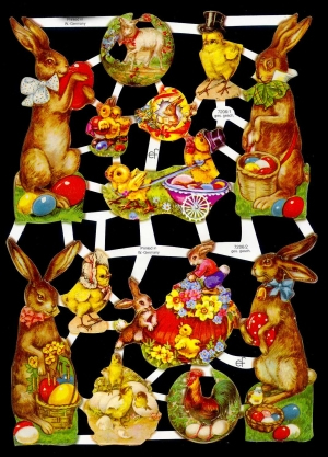1 Bogen Glanzbilder , Blumen,  Tiere,  Ostern,  Glanzbilder,  Ostern