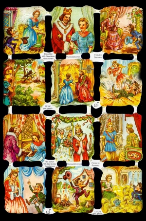 1 Bogen Glanzbilder ,  Sonstiges,  Glanzbilder,  Märchen,  Everyday,  Rumpelstilzchen,  König,  Königin,  Stroh