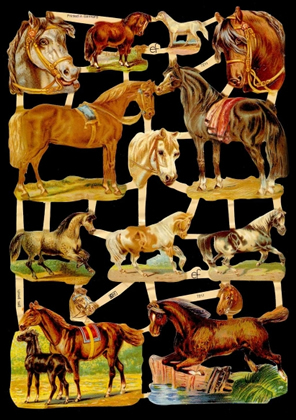 1 Bogen Glanzbilder mit Glimmer ,  Sonstiges,  Glanzbilder mit Glimmer,  Tiere,  Everyday,  Pferde