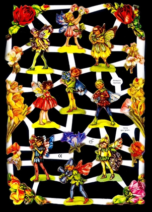 1 Bogen Glanzbilder mit Glimmer , Glanzbilder mit Glimmer,  Blumen,  Flower Fairies,  Sonstiges,  Everyday,  Elfen Junge und Mädchen