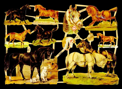 1 Bogen Glanzbilder mit Glimmer ,  Sonstiges,  Glanzbilder mit Glimmer,  Tiere,  Everyday,  Pferde,  Hunde,  Katzen