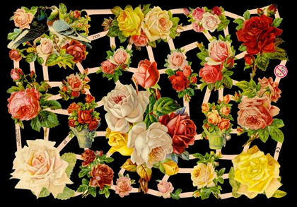1 Bogen Glanzbilder , Blumen,  Glanzbilder,  Tiere,  Sonstiges,  Sommer,  Tauben,  Rosen