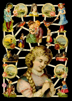 1 Bogen Glanzbilder mit Glimmer , Blumen,  Kinder,  Tiere,  Glanzbilder mit Glimmer,  Everyday,  Viktorians,  Hunde,  Katzen,  Vogel,  Rosen