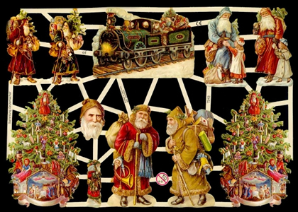 1 Bogen Glanzbilder , Sonstiges,  Glanzbilder,  Kinder,  Weihnachtsmänner,  Weihnachten,  Weihnachtsbaum,  Baumschmuck,  Geschenke