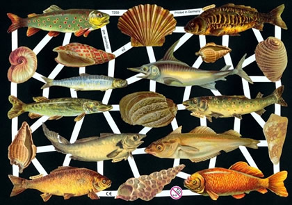 1 Bogen Glanzbilder ,  Tiere,  Sonstiges,  Glanzbilder,  Everyday,  Maritim,  Fische,  Muscheln