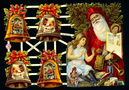 1 Bogen Glanzbilder , Sonstiges,  Weihnachtsmänner,  Kinder,  Glanzbilder,  Weihnachten,  Weihnachtsglocke,  Geschenke,  Ilex