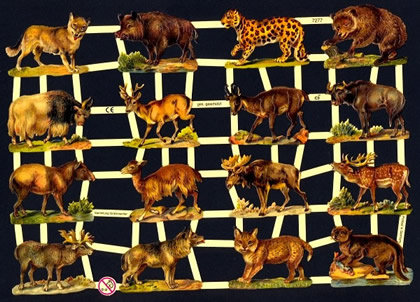 1 Bogen Glanzbilder ,  Sonstiges,  Glanzbilder,  Tiere,  Everyday,  Wildtiere,  Wolf,  Elch,  Luchs,  Hirsch,  Bär,  Wildschwein