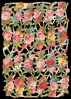1 Bogen Glanzbilder mit Glimmer ,  Blumen,  Glanzbilder mit Glimmer,  Sonstiges,  Sommer,  Rosen