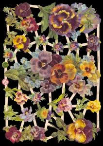 1 Bogen Glanzbilder mit Glimmer ,  Blumen,  Glanzbilder mit Glimmer,  Sonstiges,  Frühjahr,  Veilchen,  Stiefmütterchen