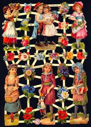 1 Bogen Glanzbilder , Blumen,  Sonstiges,  Glanzbilder,  Kinder,  Frühjahr,  Viktorians