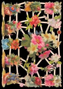 1 Bogen Glanzbilder mit Glimmer ,  Sommer,  Blumen,  Glanzbilder mit Glimmer