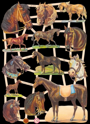 1 Bogen Glanzbilder mit Glimmer ,  Sonstiges,  Glanzbilder mit Glimmer,  Tiere,  Everyday,  Pferde