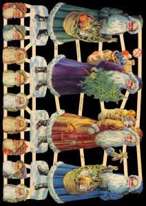 1 Bogen Glanzbilder mit Glimmer ,  Sonstiges,  Glanzbilder mit Glimmer,  Weihnachtsmänner,  Weihnachten,  4 große Weihnachtsmänner,  9 Weihnachtsmannköpfe